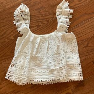 Anthropologie, vintage lace top XL   White